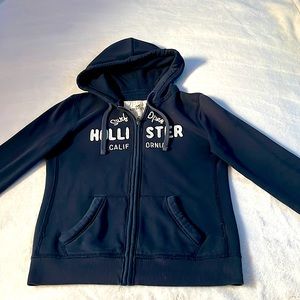Navy Blue Hollister Zip Up Hoodie